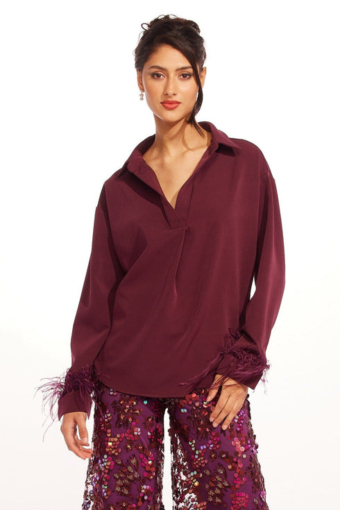 Dolvan Top - Feather Sleeves
